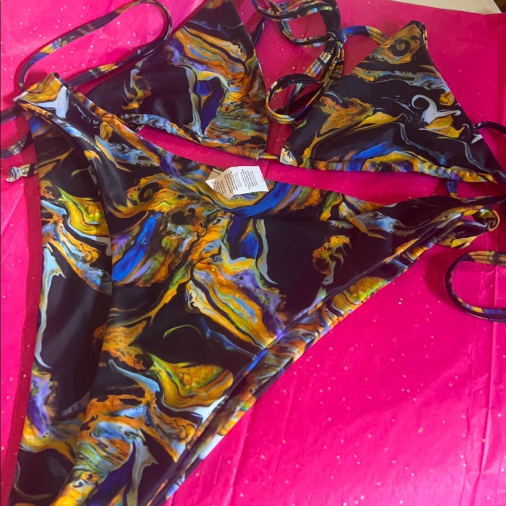 Pretty Little Thing - Black-Multi Print Bikini